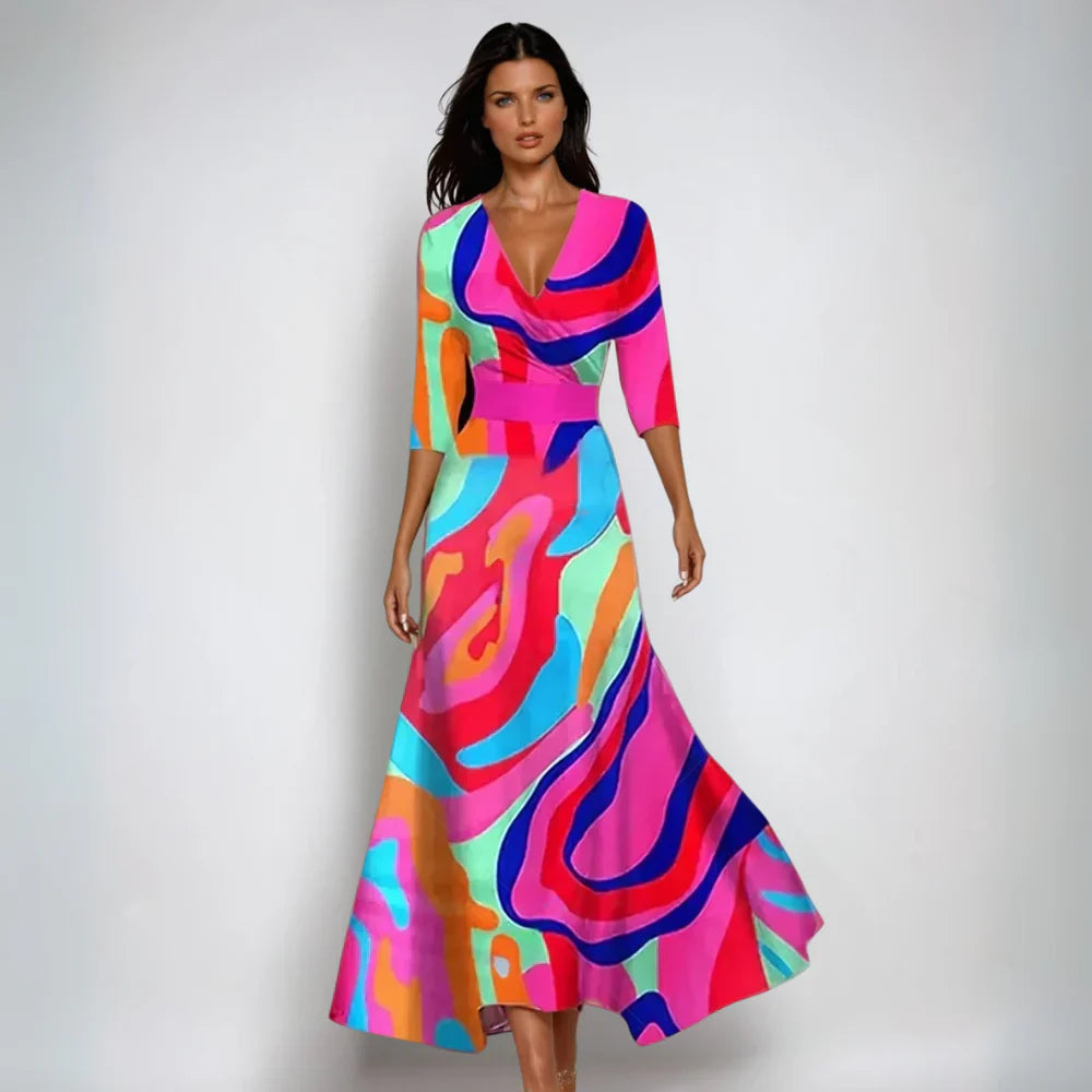 Hailey | Elegant Wrap Maxi Dress with Floral Print